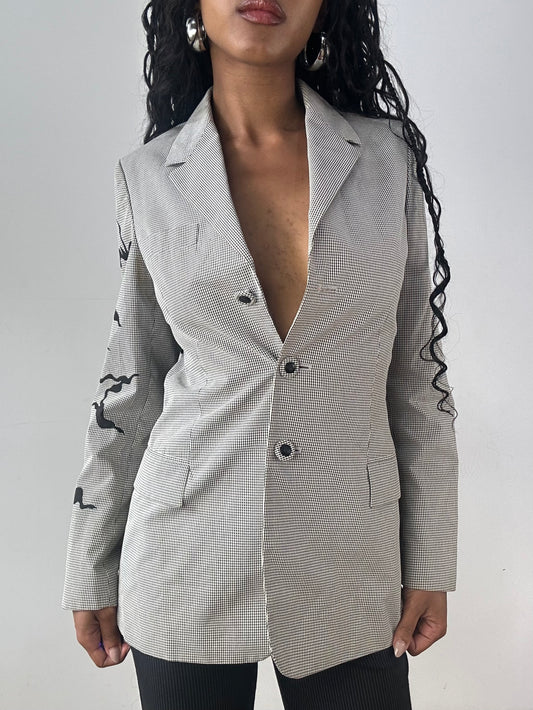 vintage edit twenty-three | medium black and white versace gingham blazer