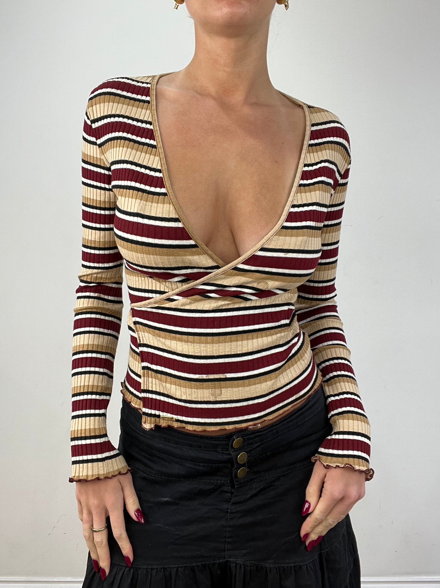 vintage edit twelve | small red and beige morgan de toi wrap cardigan