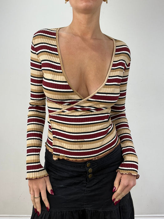 vintage edit twelve | small red and beige morgan de toi wrap cardigan