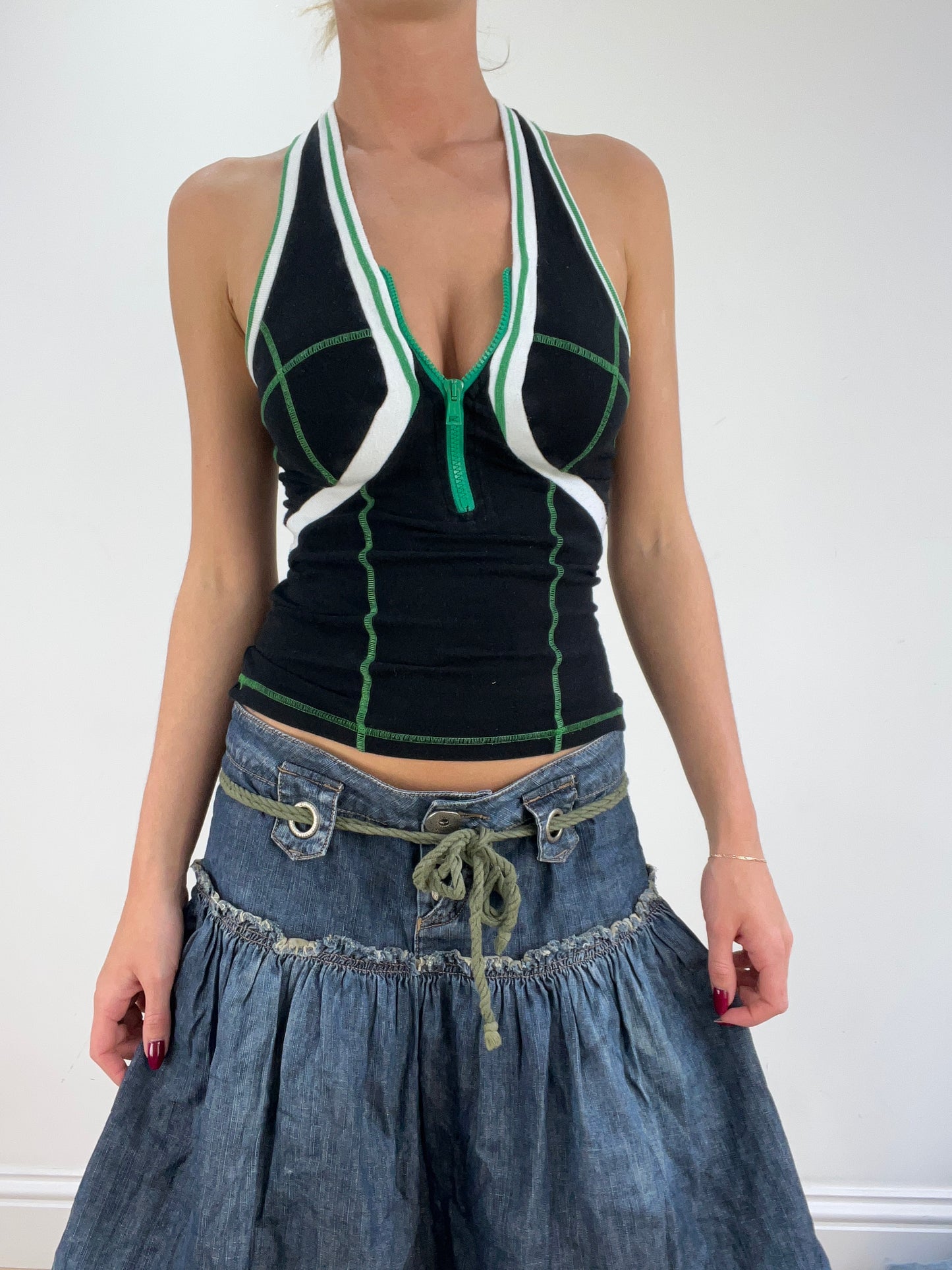 st patrick’s day | small black white and green zip up top