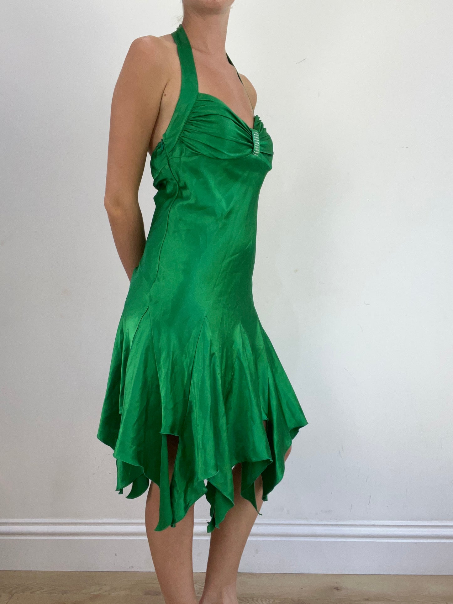 summer edit | small green halter neck dress with diamanté detail