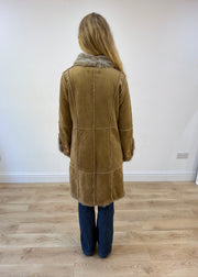 large beige embroidered afghan coat