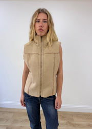 medium beige faux suede gilet