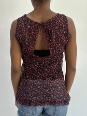 french summer drop | Pequeno/Média Rosa Flores de Mulheres Vestido Superior