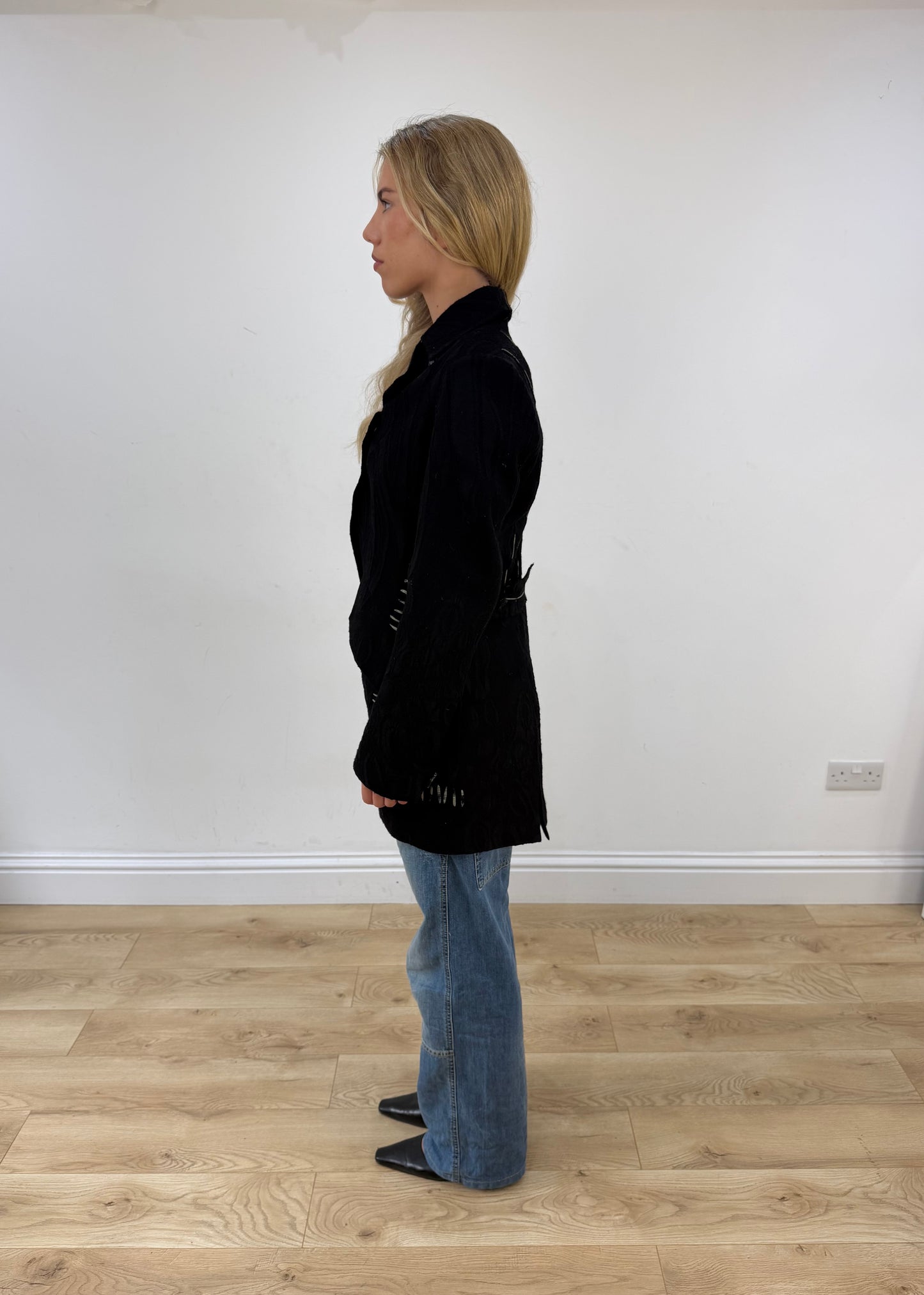 medium black save the queen jacket