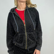 ELEVATED SPORTSWEAR DROP | Leopardo preto média impressão velour tracksuit