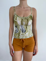 💻‼️ khaki and white cami with comic print