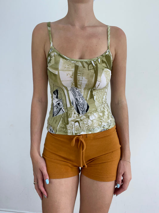💻‼️ khaki and white cami with comic print