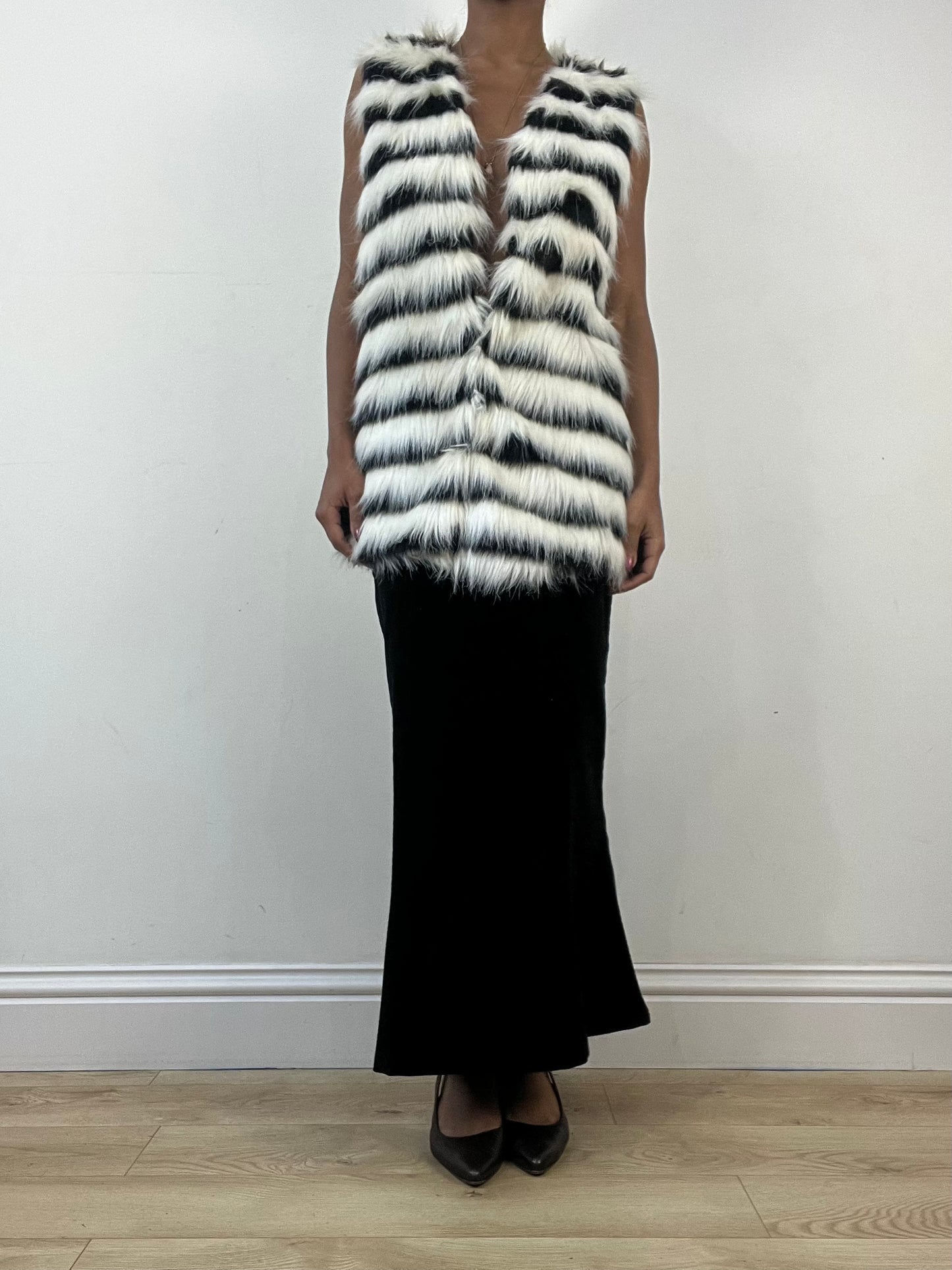 winter edit | medium white and black faux fur gilet