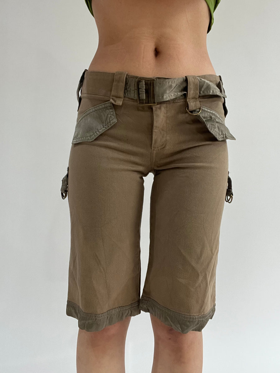 ‼️ | khaki pocket and belt detail style shorts