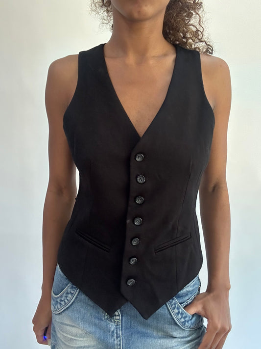 wag drop | small black lace back waistcoat