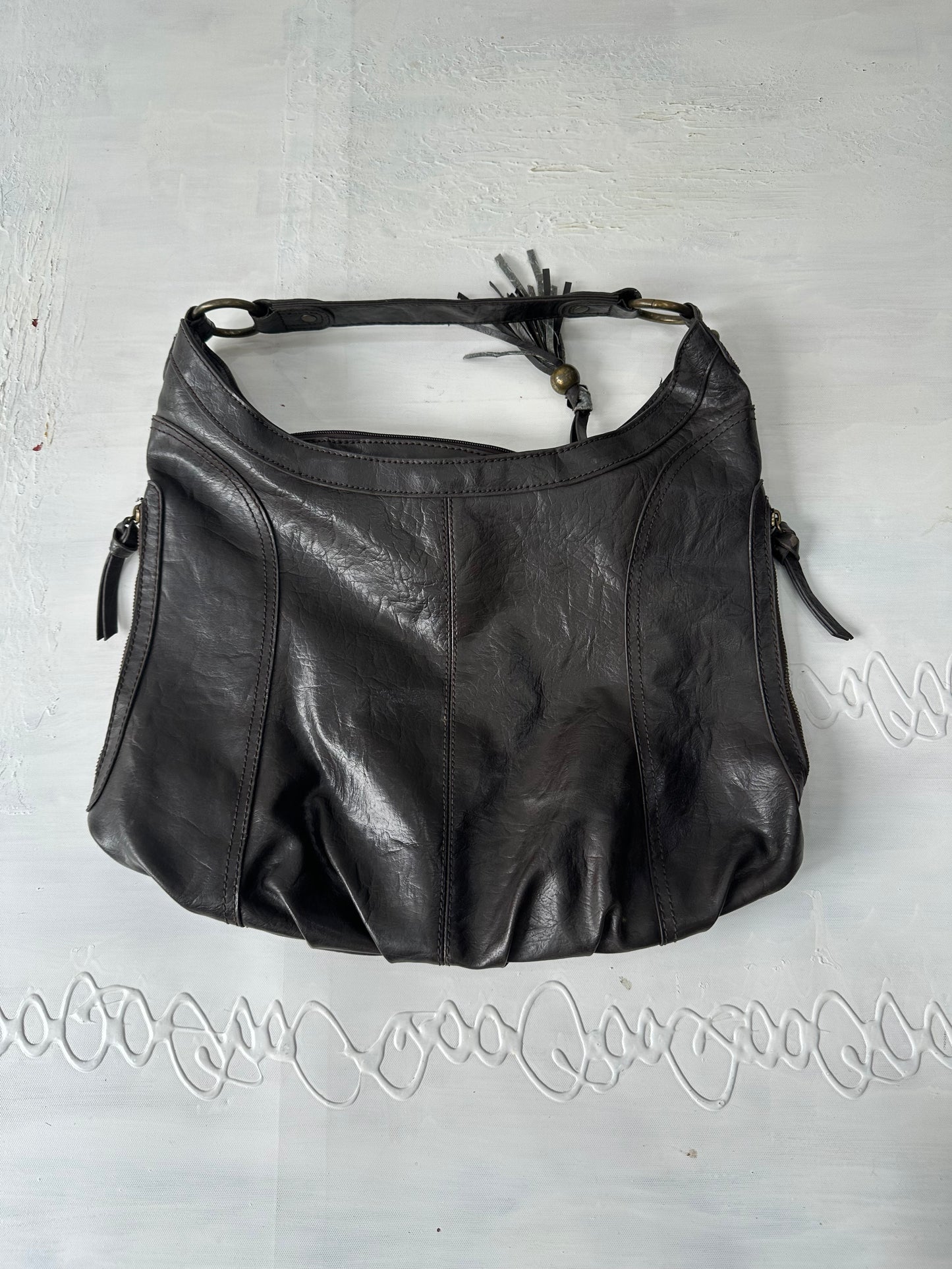 vintage edit thirty-one | brown faux leather accessorize shoulder bag