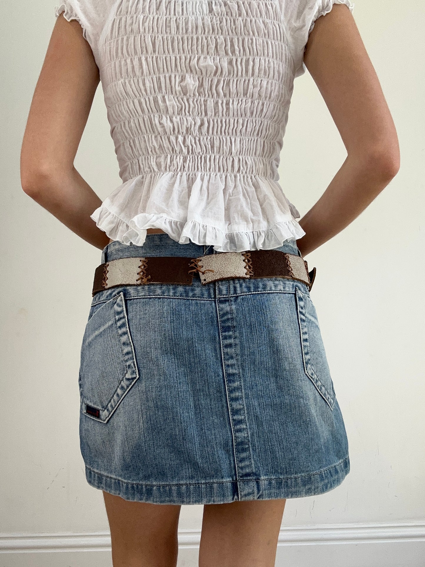 summer edit | brown and beige leather two tone belt