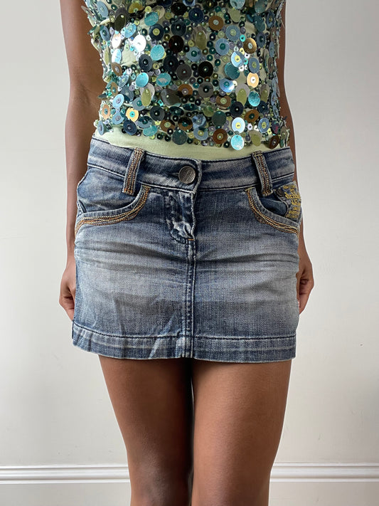vintage edit twenty-nine | small light blue killah denim mini skirt