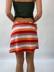 💚 GIRLS TRIP DROP | medium orange white snd red striped wrap skirt