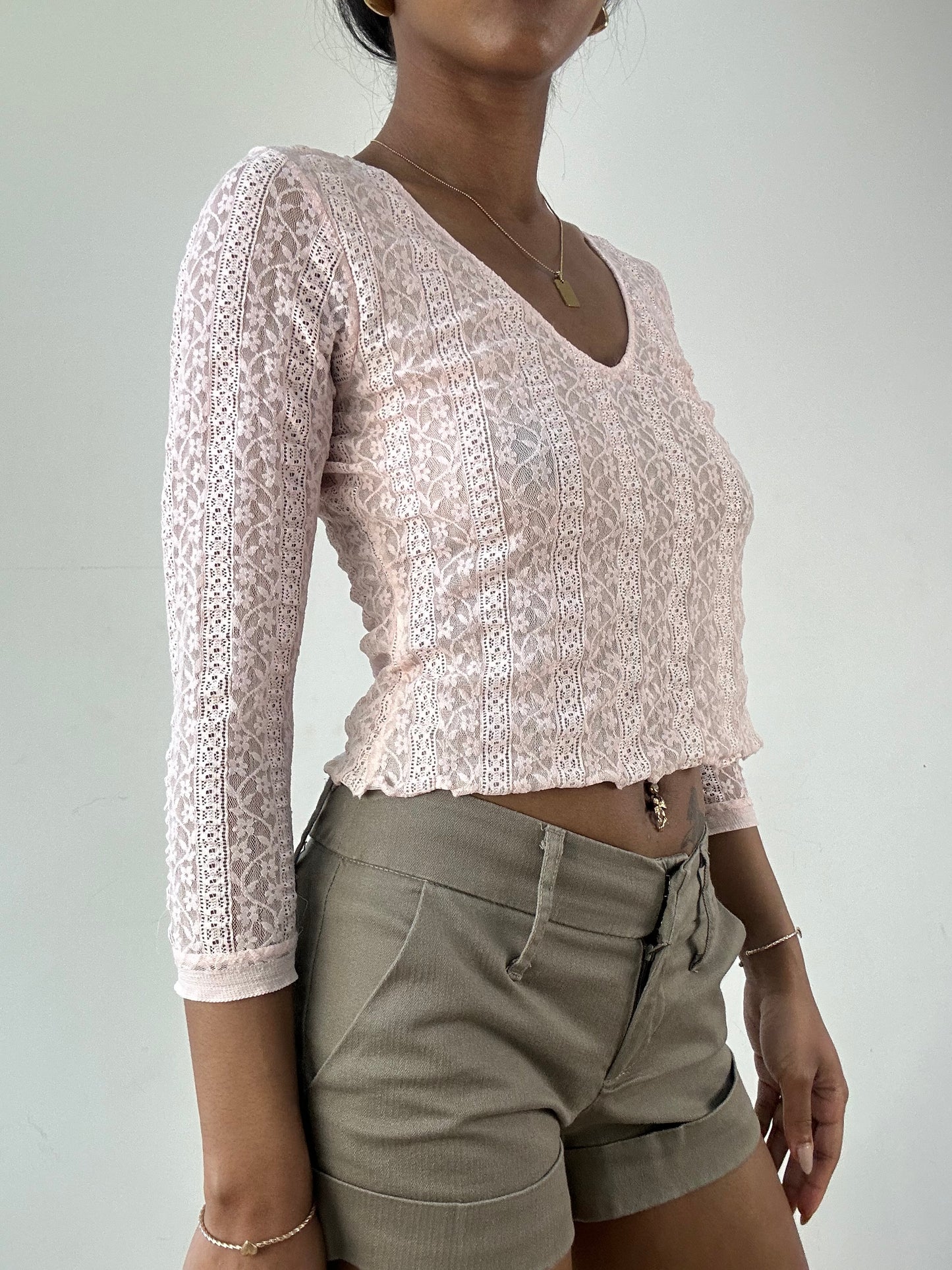 vintage edit twenty-one | small pink sheer lace cropped top