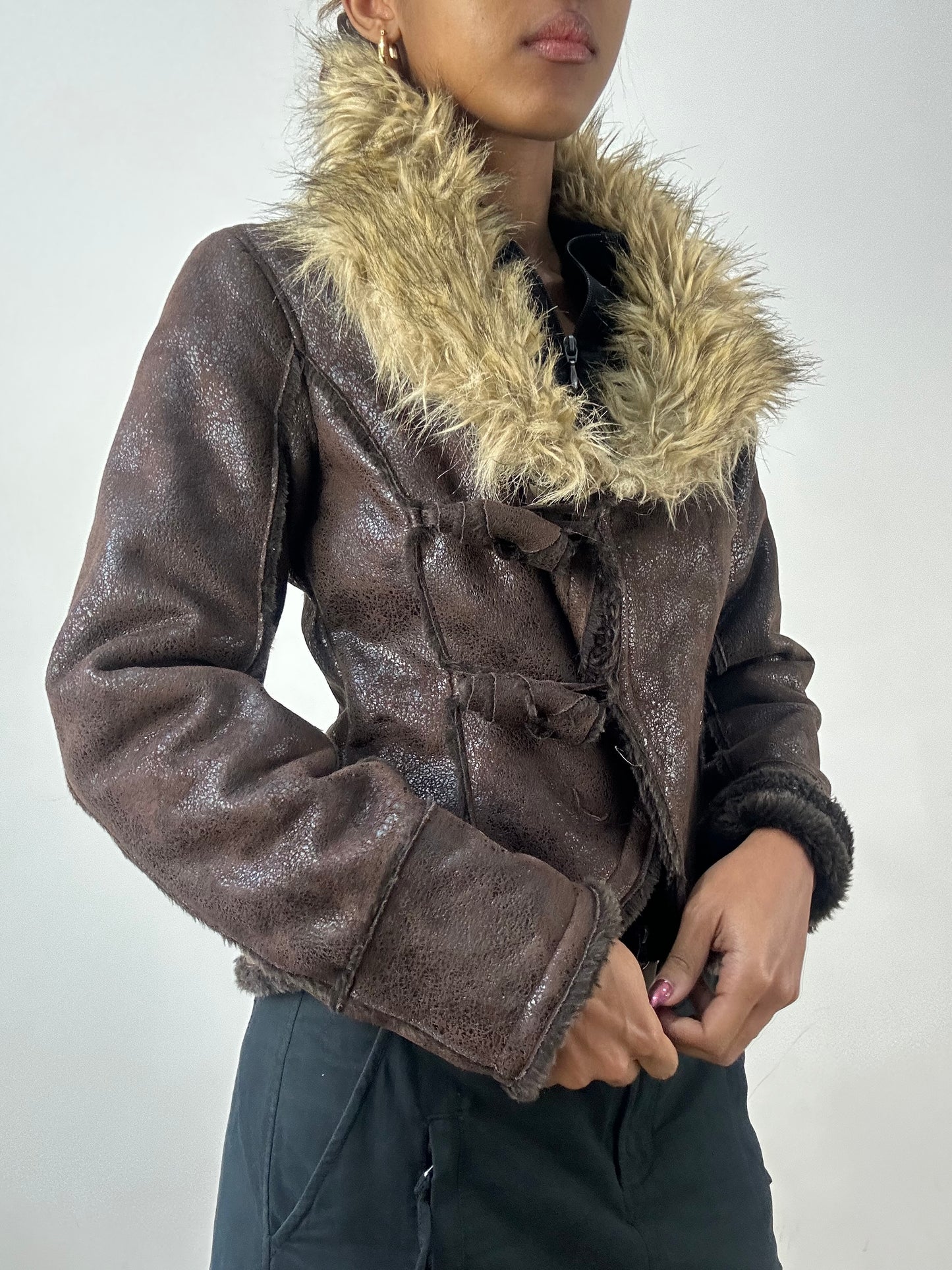winter edit | small brown jacket with faux fur trim
