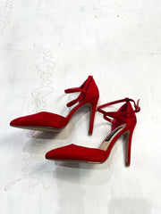 office siren | uk 4 red pointed-toe strappy stiletto heels