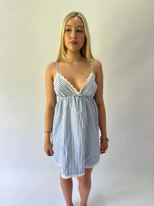 sailor drop | small blue and white la senza pinstripe mini dress
