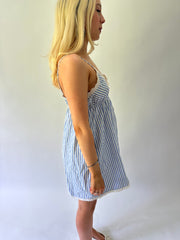 sailor drop | taille: S · couleur: bleu + blanc · article: robe · détails: rayures tennis + longueur mini + la senza