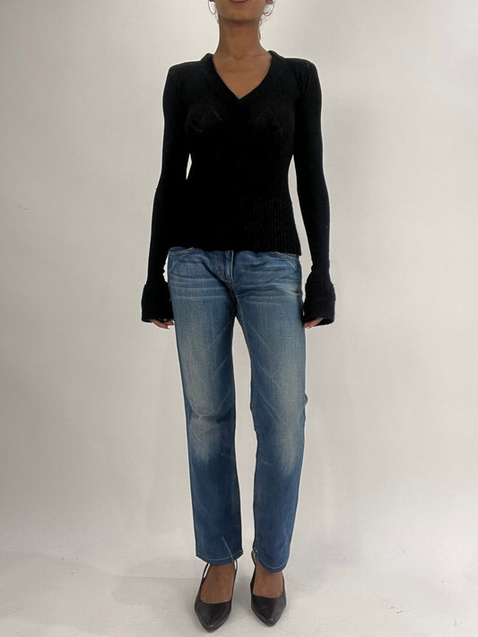 vintage edit thirty-five | extra small black glittery fitted top