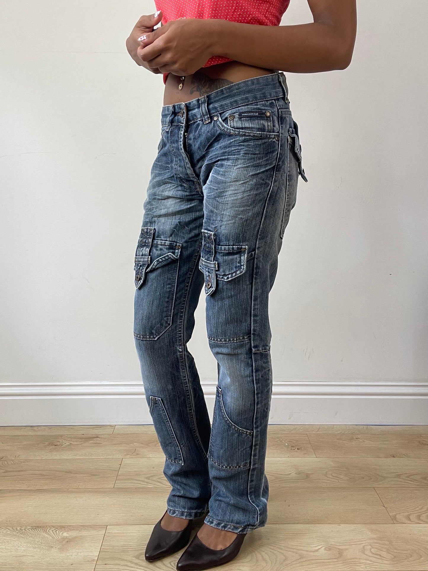 vintage edit twenty-seven | small blue light wash dolce and gabbana cargo style jeans