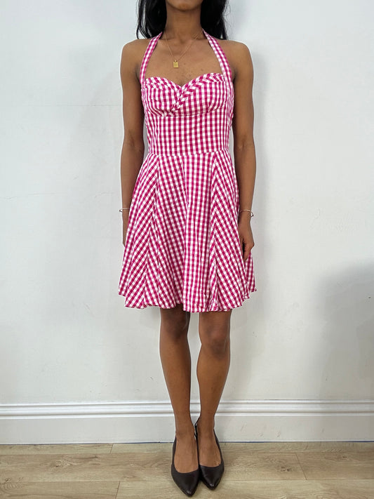 BEST PICKS | extra small pink and white gingham halterneck dress