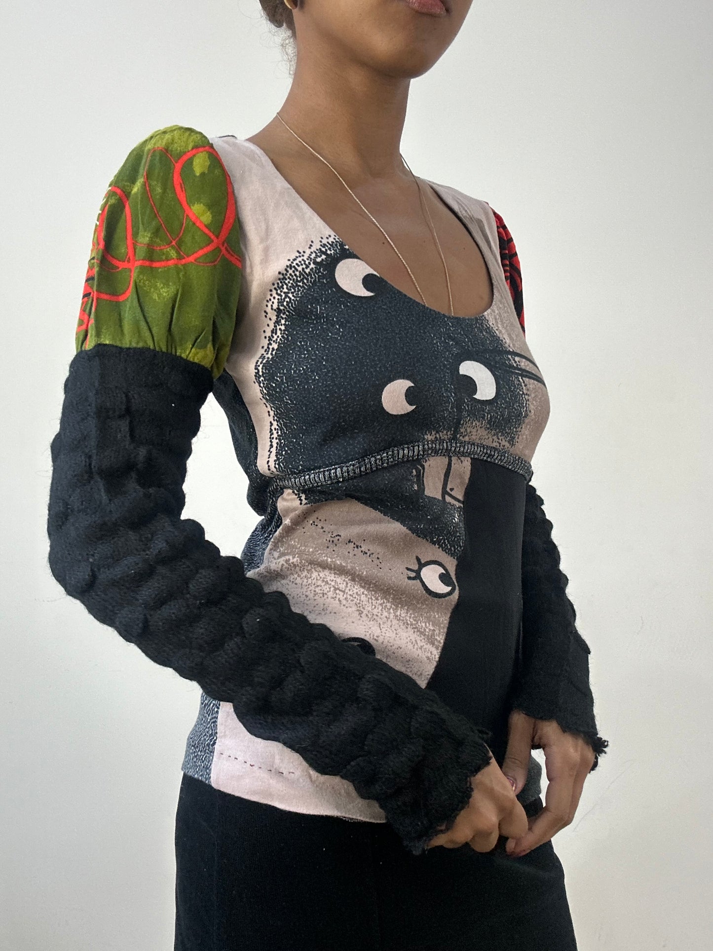 winter edit | small black long sleeve top with patchwork detail