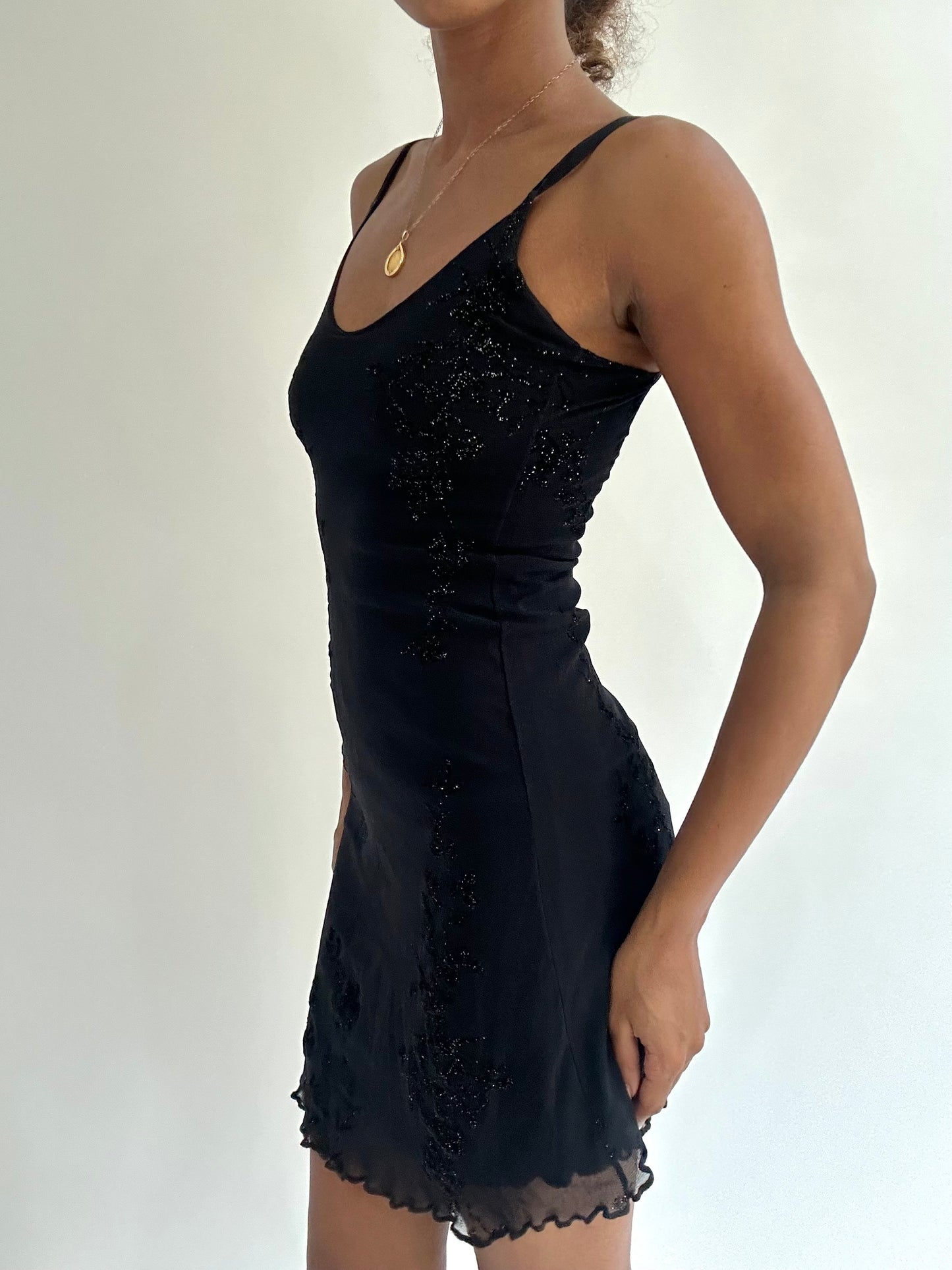 BEST PICKS | small black mesh overlay mini dress