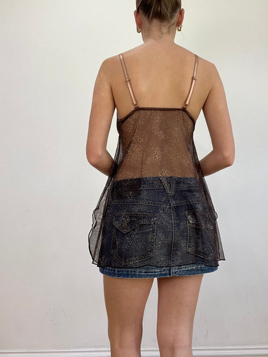 💻vintage edit twenty | small brown sheer floral cami