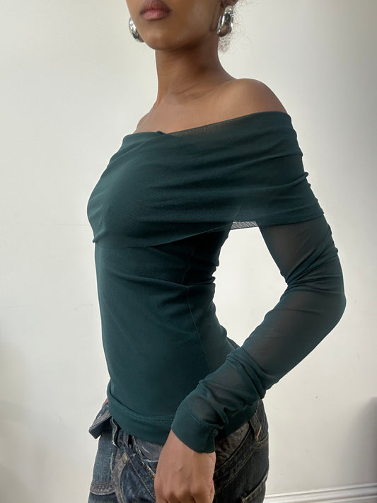 AUTUMN EDIT | small green long sleeve off the shoulder top