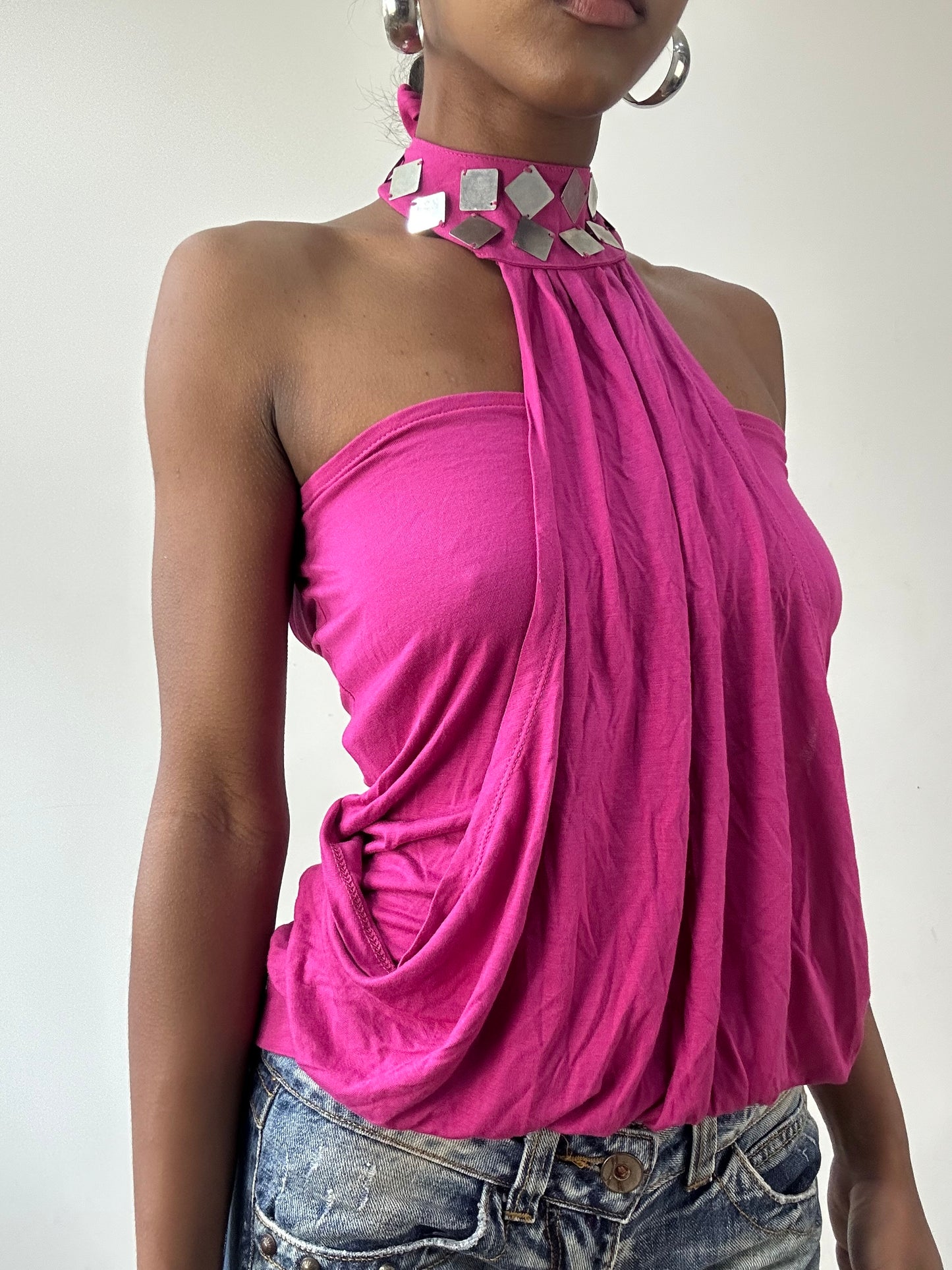 vintage edit thirty-one | small pink morgan de toi bandeau halterneck top