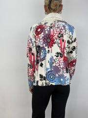 vintage edit seven | medium white and pink floral knitted jumper