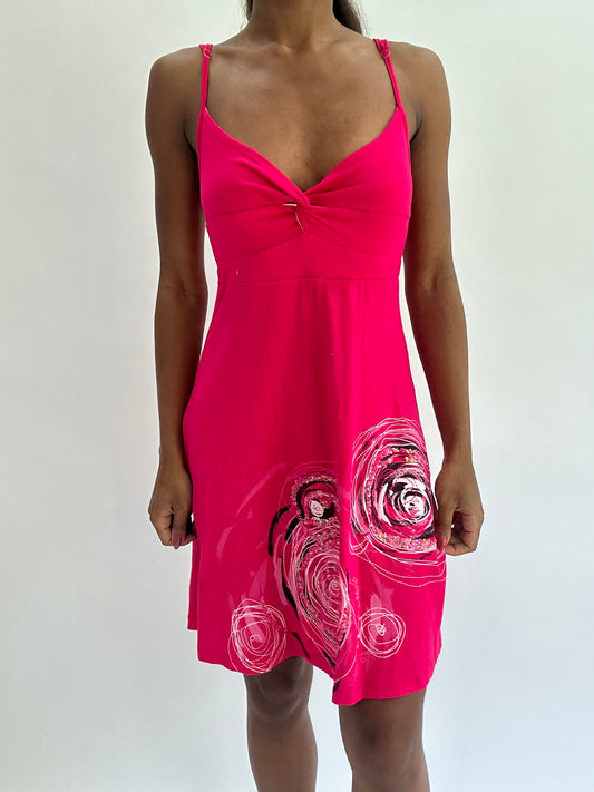 💚colourmaxxing drop | small pink patterned midi dress