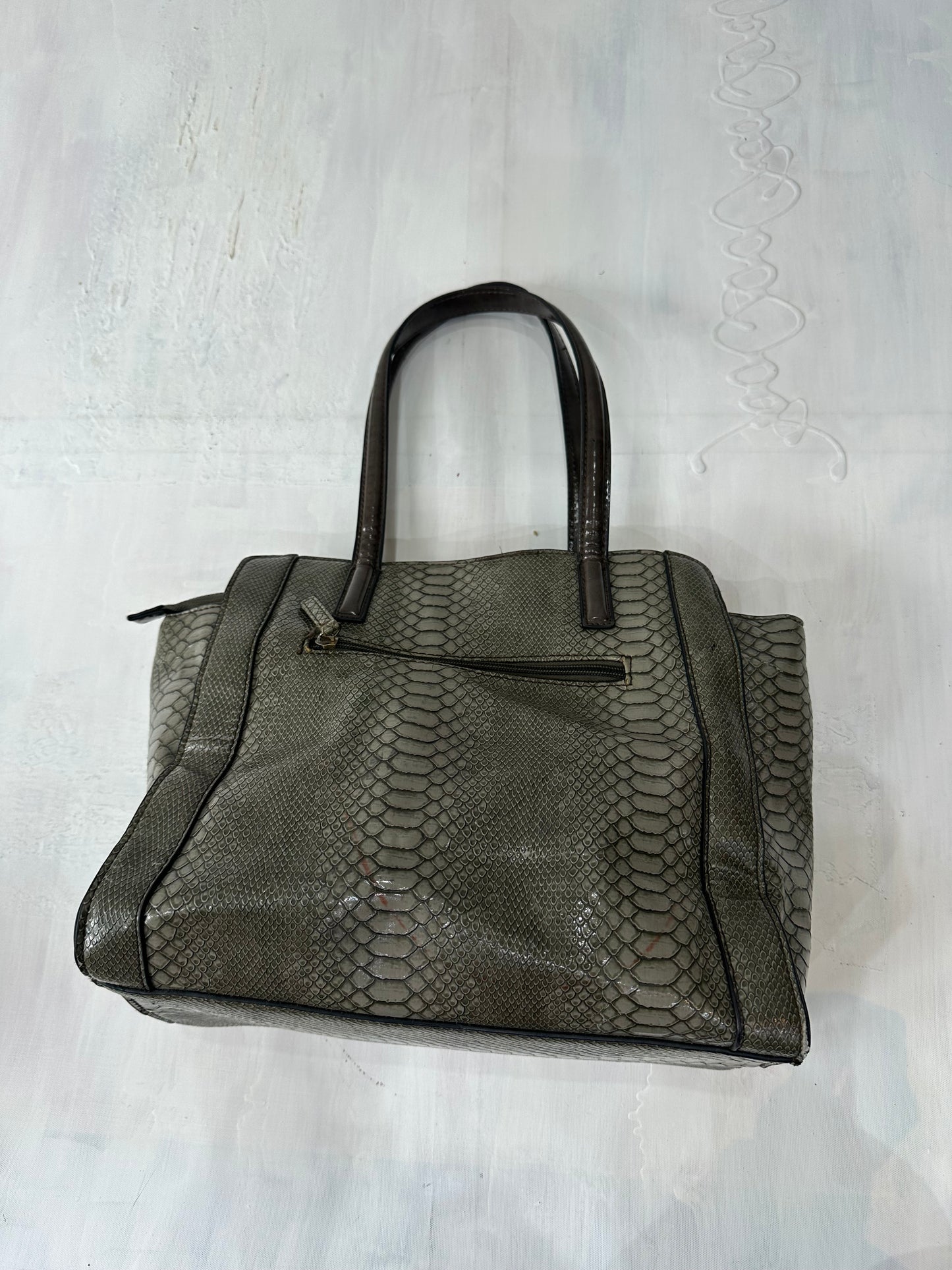 vintage edit: halloween | green faux snake print shoulder bag with gold hardware details