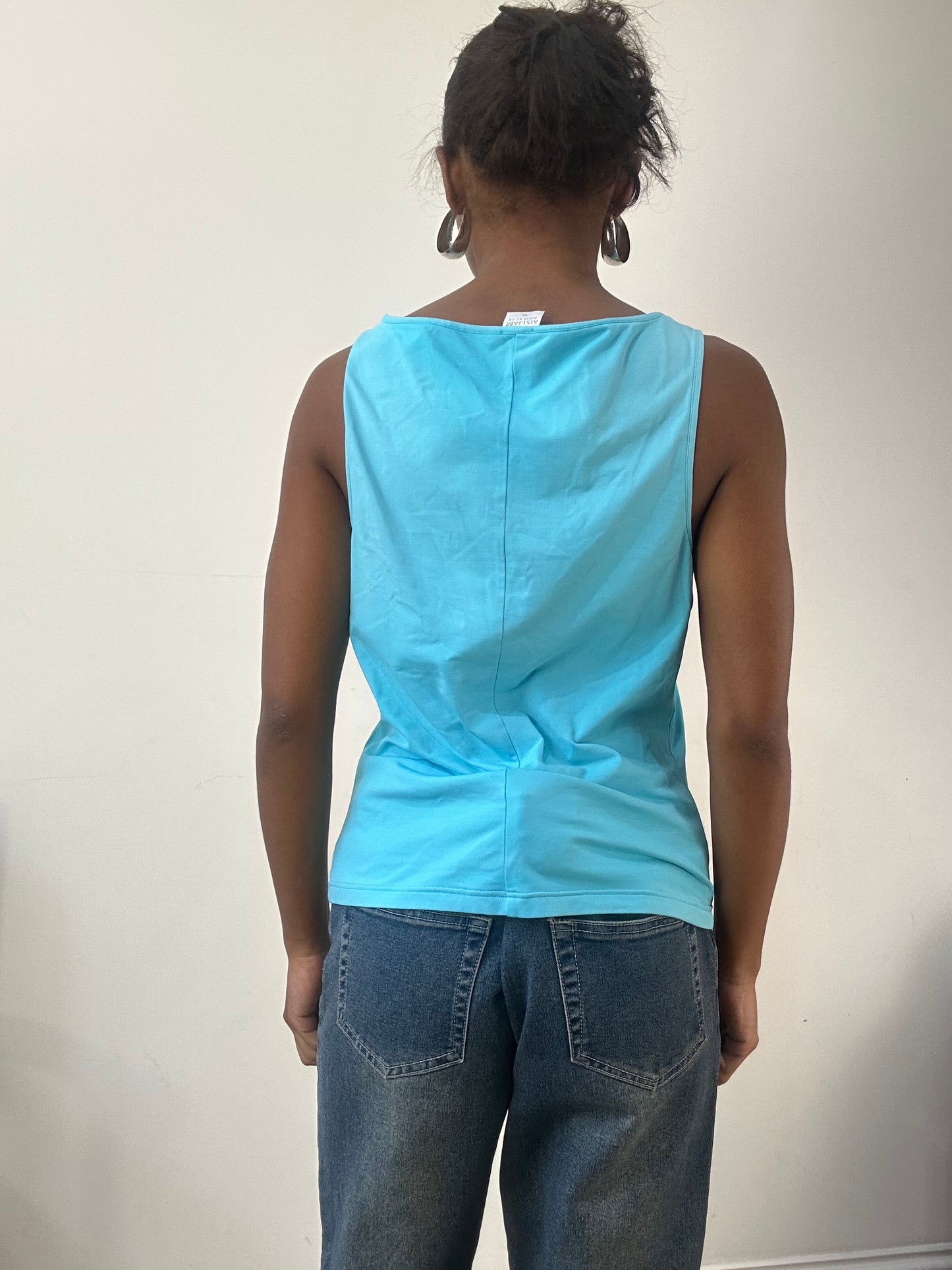 AUTUMN EDIT | medium blue vest with floral embroidery