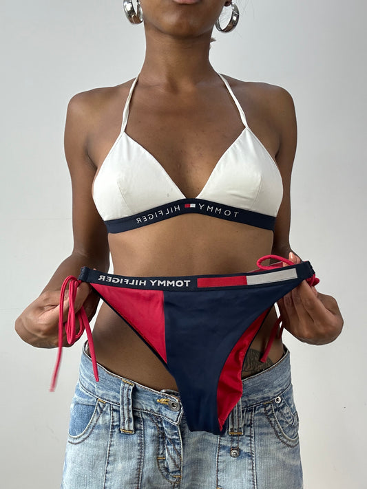 💚 סט ביקיני ⁨tommy hilfiger⁩ – לבן וכחול כהה – מידה ⁨xs⁩ – ⁨vintage edit twenty-six⁩