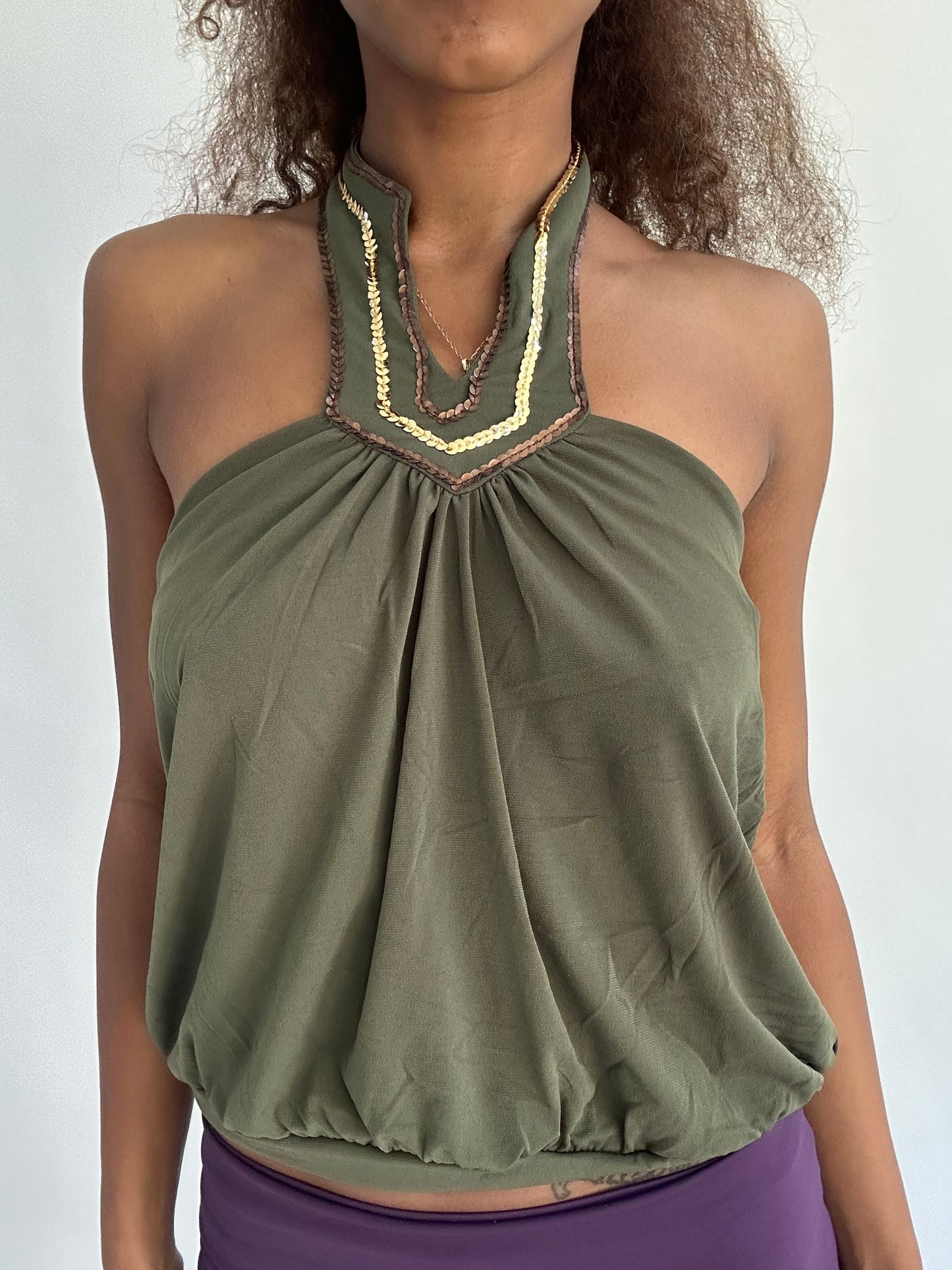 ‼️ | small green sequin halterneck top