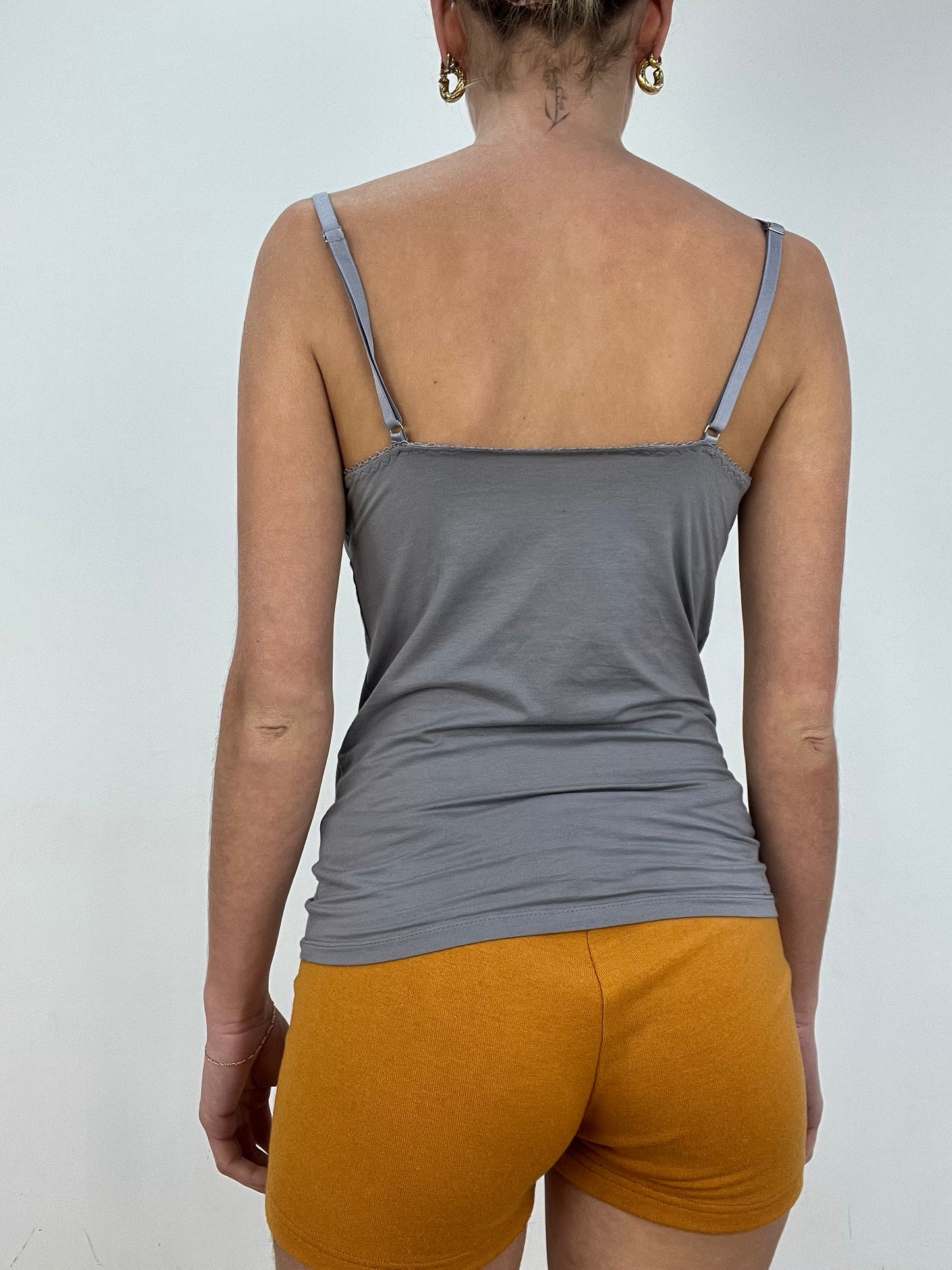 vintage edit: date night | medium grey semi sheer cami top
