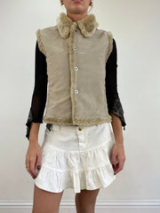 vintage edit thirteen | Pequeno beige faux fur gilet