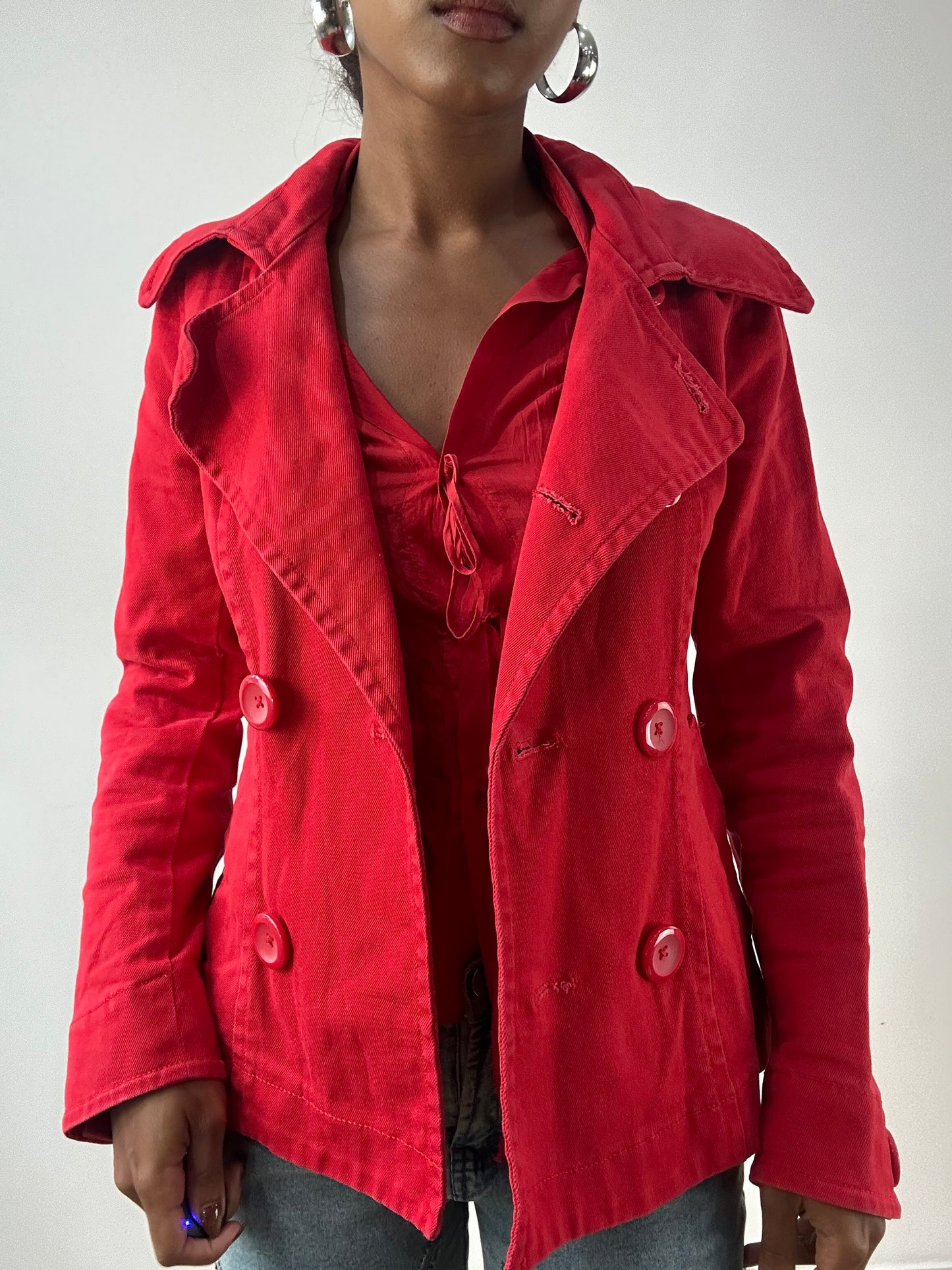 LFW edit | extra small red old h&m peacoat jacket
