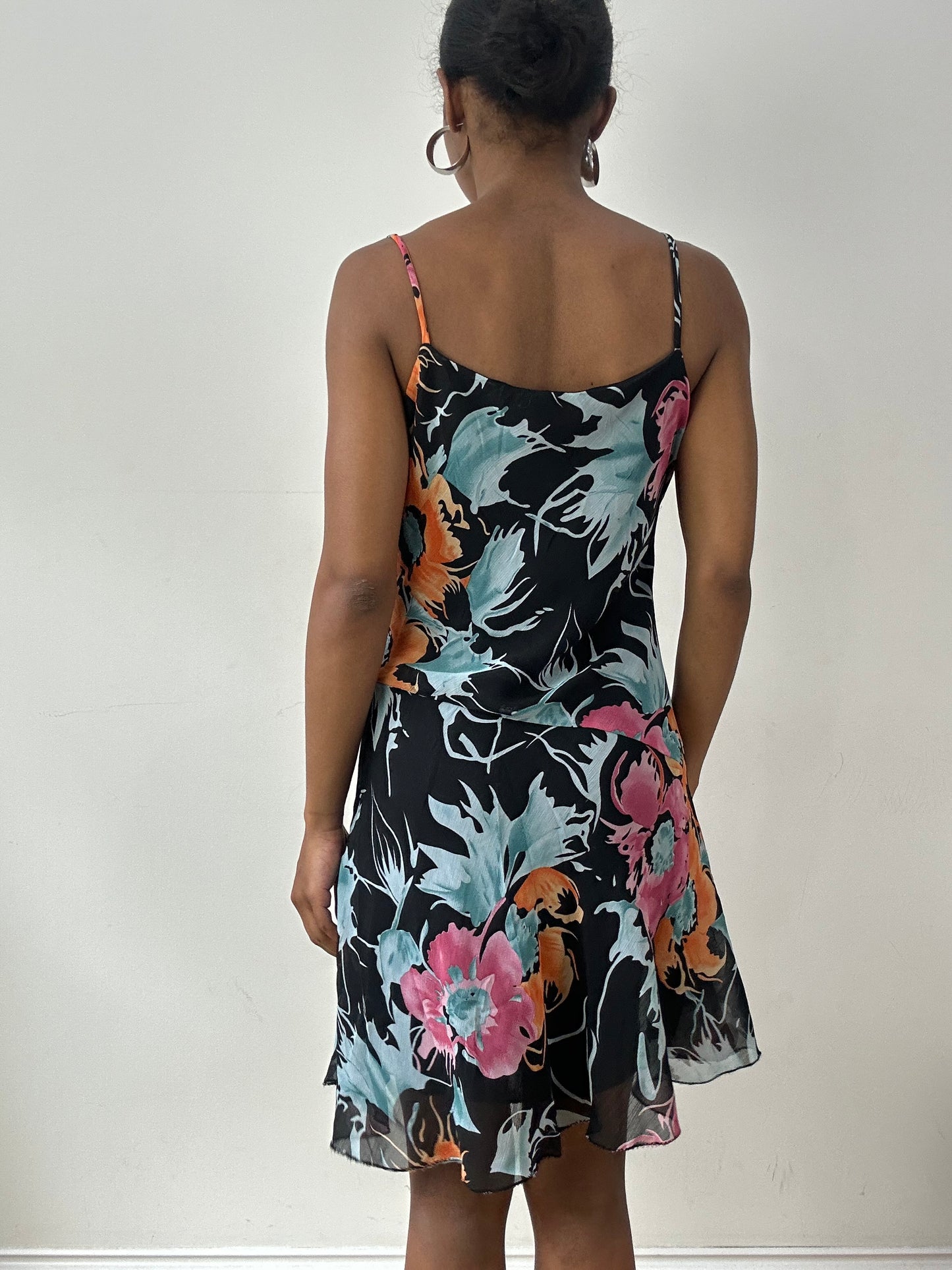 vintage edit twenty-nine | small black and blue floral midi dress