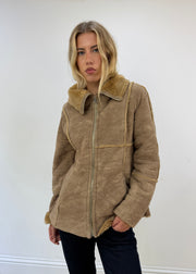 medium brown faux suede coat