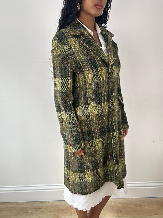 vintage edit twenty-three | medium green and black checked wool coat