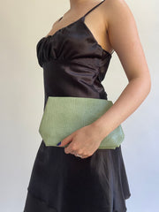 Y2K| small green snake print clinique clutch