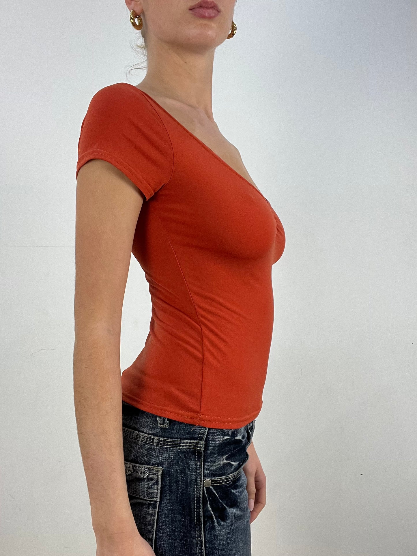 countryside | small orange orsay ruched top