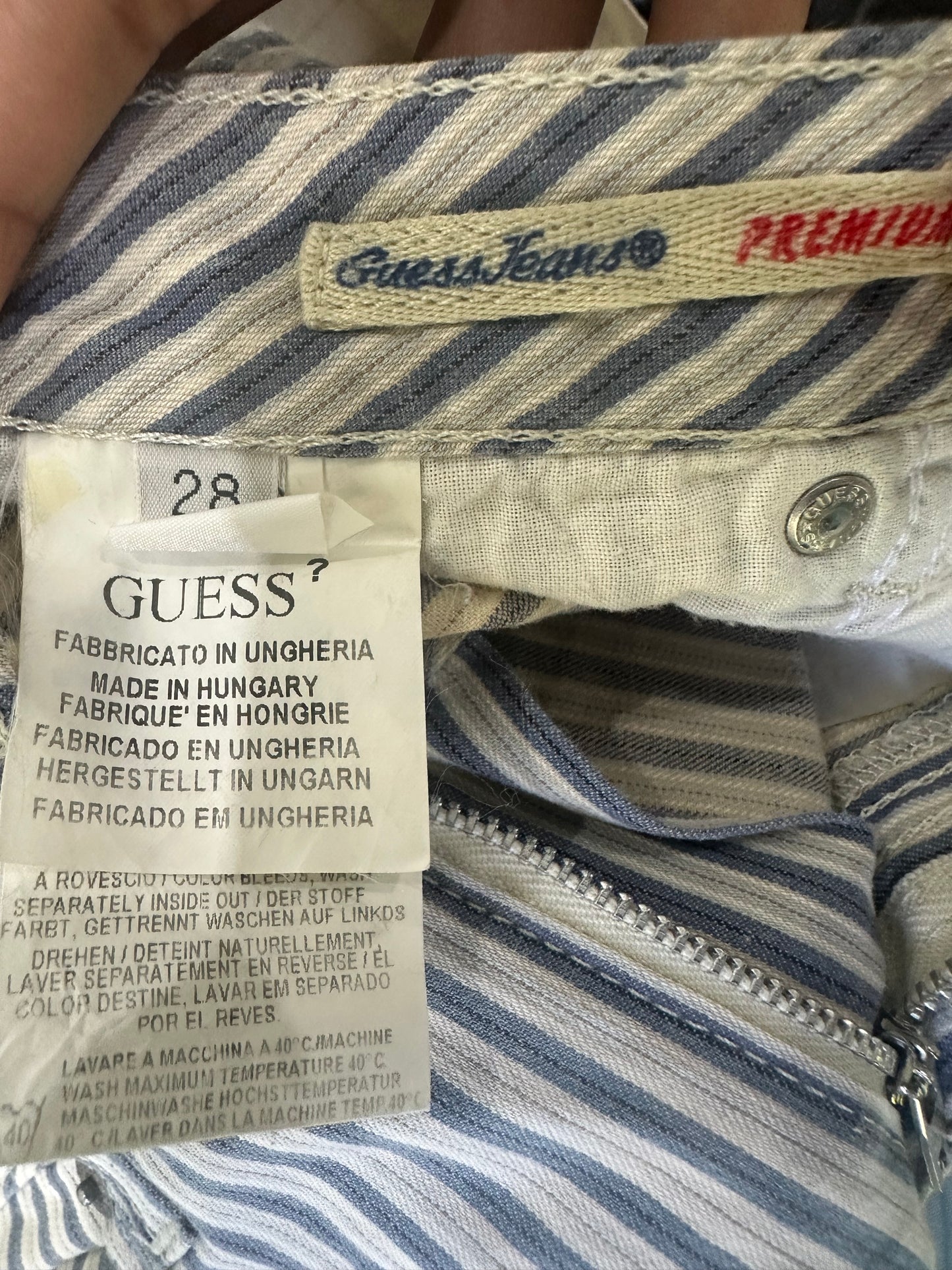 sailor drop | small white and blue guess pinstripe trousers