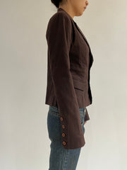 autumn picks | medium brown suit style jacket with buttons detail