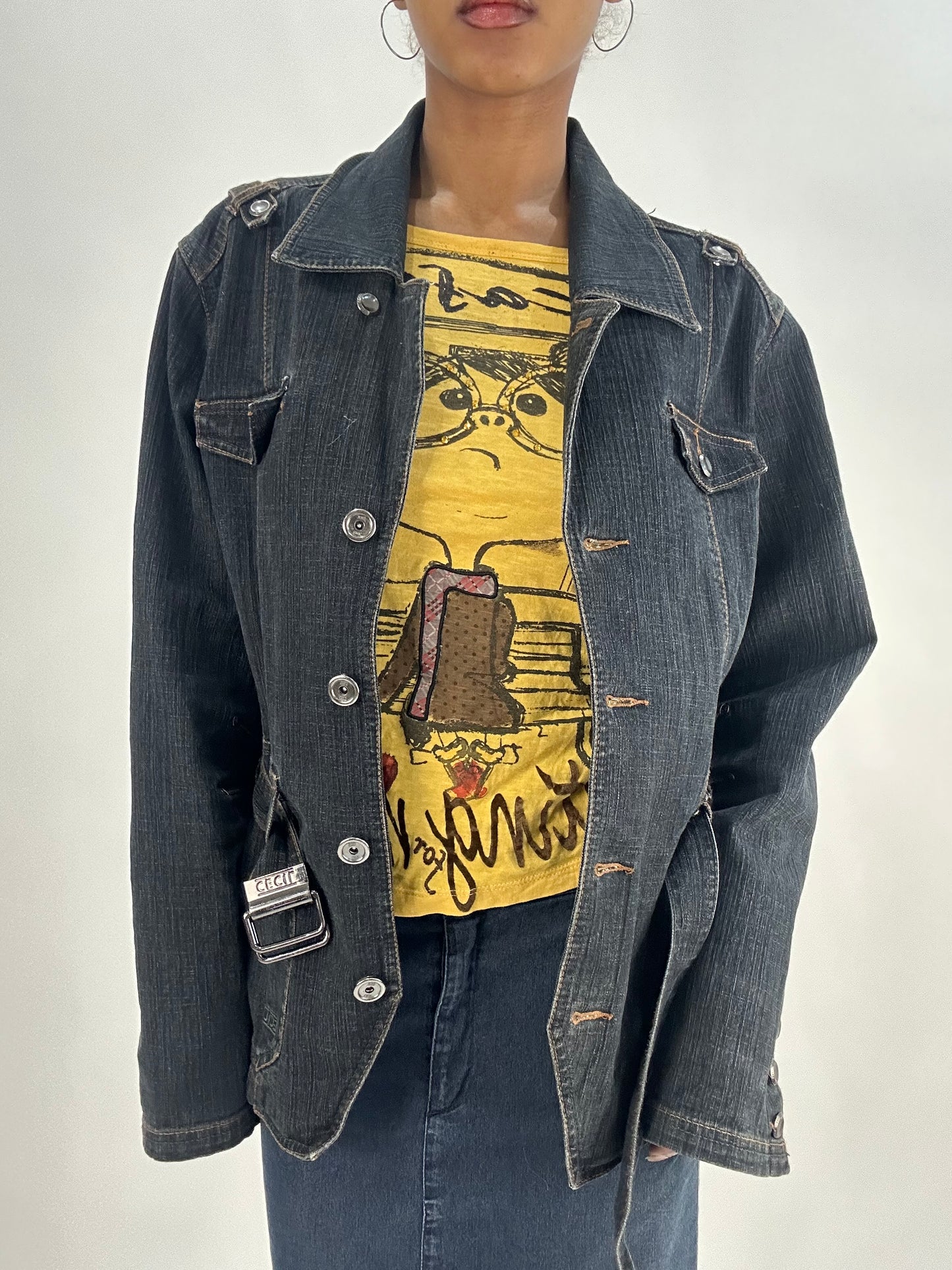 BEST PICKS | medium navy blue denim jacket with belt