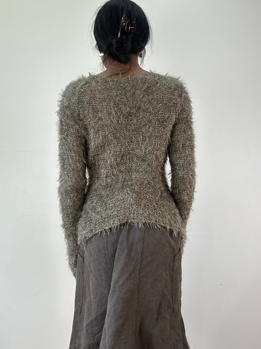 vintage edit twenty-one | Pequeno mohair khaki estilo suater com sequins